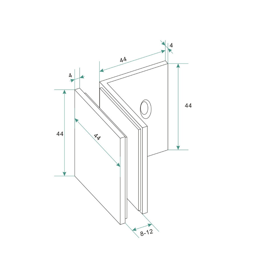 Glaskoppeling Set tbv Inloopdouche Wiesbaden Zonder Profiel Geborsteld Koper