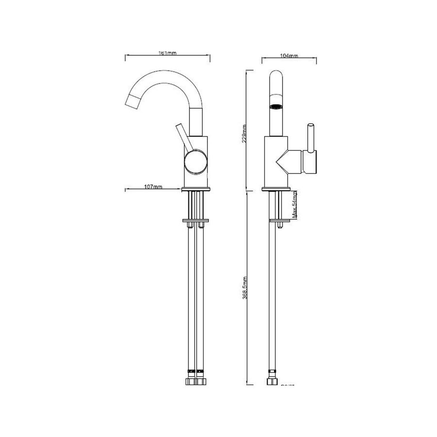 Opbouw Wastafelkraan Wiesbaden Caral met Draaibare Uitloop Mat Zwart PVD Coating