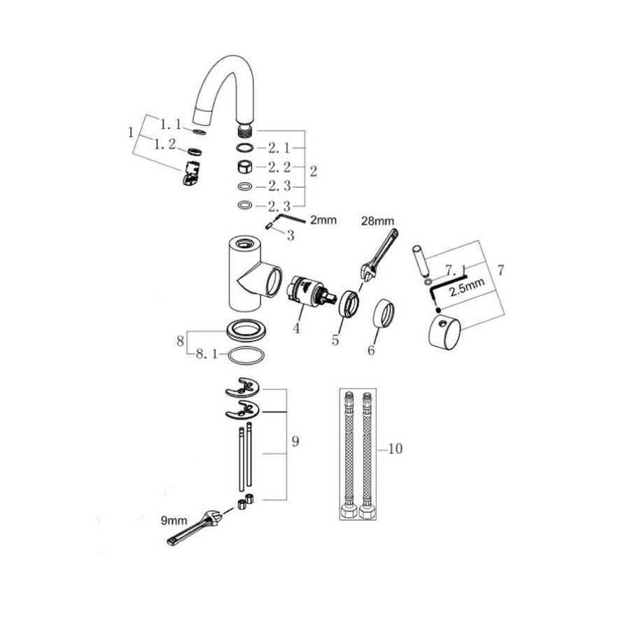 Opbouw Wastafelkraan Wiesbaden Caral met Draaibare Uitloop Mat Zwart PVD Coating