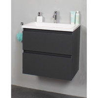 Badkamermeubel Boss & Wessing Pepper Acryl Wastafel Met Kraangat 60x55x46 cm Antraciet