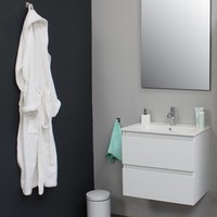 Badkamermeubel Boss & Wessing Pepper Wastafel Porselein Met Kraangat 60x55x46 cm Wit