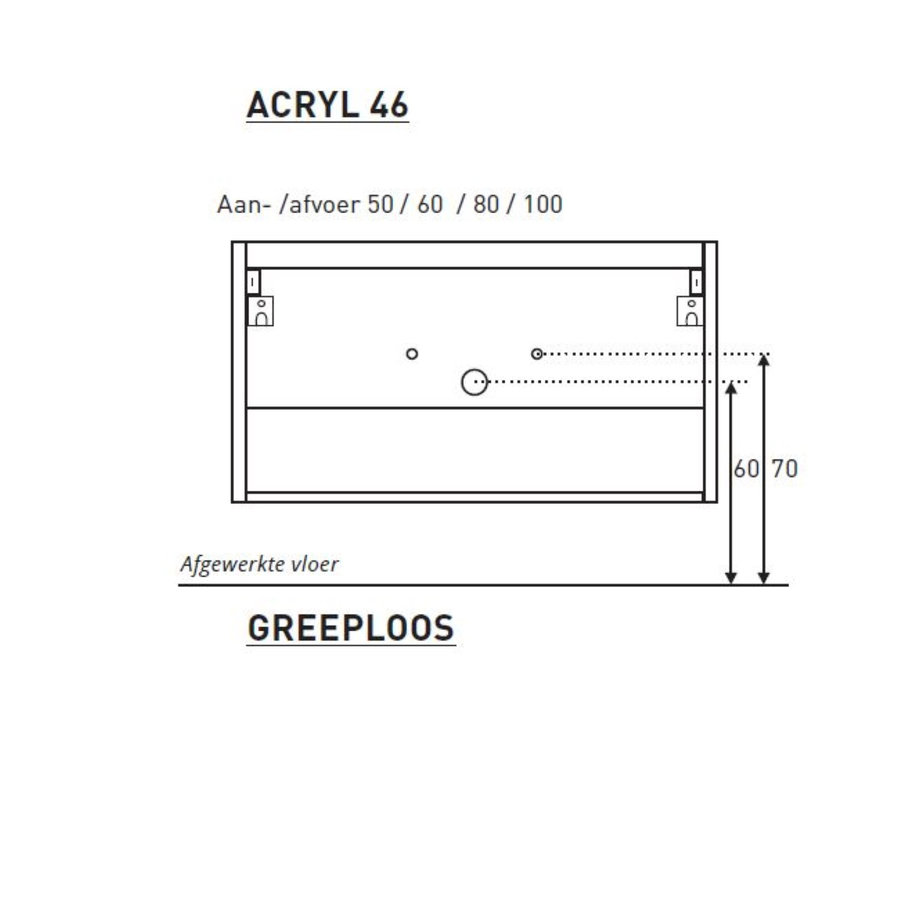 Badkamermeubel Boss & Wessing Pepper Acryl Wastafel Zonder Kraangat 80x55x46 cm Eiken