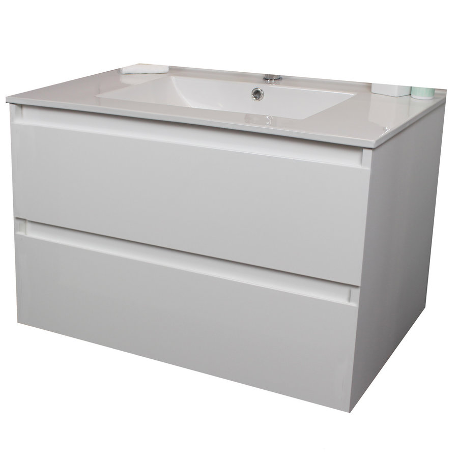 Badkamermeubel Boss & Wessing Pepper Wastafel Porselein Met Kraangat 80x55x46 cm Wit