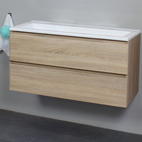 Badkamermeubel Boss & Wessing Pepper Acryl Wastafel Zonder Kraangat 100x55x46 cm Eiken