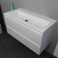 Badkamermeubel Boss & Wessing Pepper Acryl Wastafel Zonder Kraangat 100x55x46 cm Wit