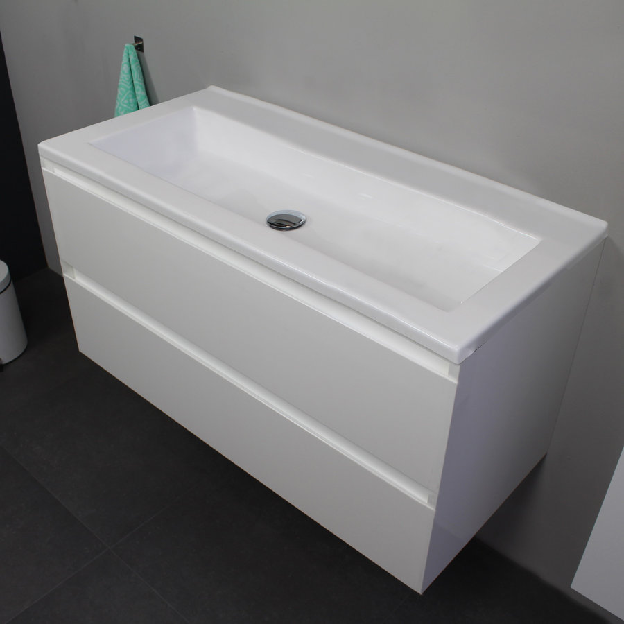 Badkamermeubel Boss & Wessing Pepper Acryl Wastafel Zonder Kraangat 100x55x46 cm Wit