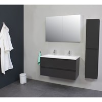 Badkamermeubel Boss & Wessing Pepper Acryl Wastafel Twee Kraangaten 100x55x46 cm Antraciet