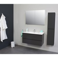 Badkamermeubel Boss & Wessing Pepper Wastafel Porselein Met Kraangat 100x55x46 cm Antraciet