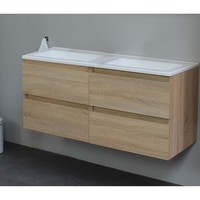 Badkamermeubel Boss & Wessing Pepper Acryl Wastafel Zonder Kraangat 120x55x46 cm Eiken