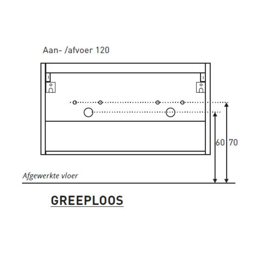 Badkamermeubel Boss & Wessing Pepper Wastafel Porselein Twee Kraangaten 120x55x46 cm Wit