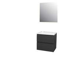 Badkamermeubel Boss & Wessing Pepper Acryl Wastafel Zonder Kraangat Inclusief Spiegel 60x55x46 cm Antraciet