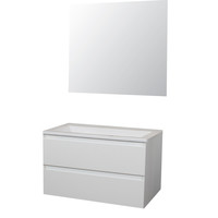 Badkamermeubel Boss & Wessing Pepper Acryl Wastafel Incl Spiegel Zonder Kraangat 80x55x46 cm Wit