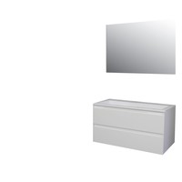 Badkamermeubel Boss & Wessing Pepper Acryl Wastafel Incl Spiegel Zonder Kraangat 100x55x46 cm Wit