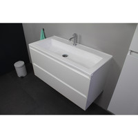 Badkamermeubel Boss & Wessing Pepper Acryl Wastafel Met Kraangat Inclusief Spiegel 100x55x46 cm Wit