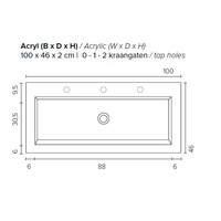 Badkamermeubel Boss & Wessing Pepper Acryl Wastafel Met Kraangat Inclusief Spiegel 100x55x46 cm Wit
