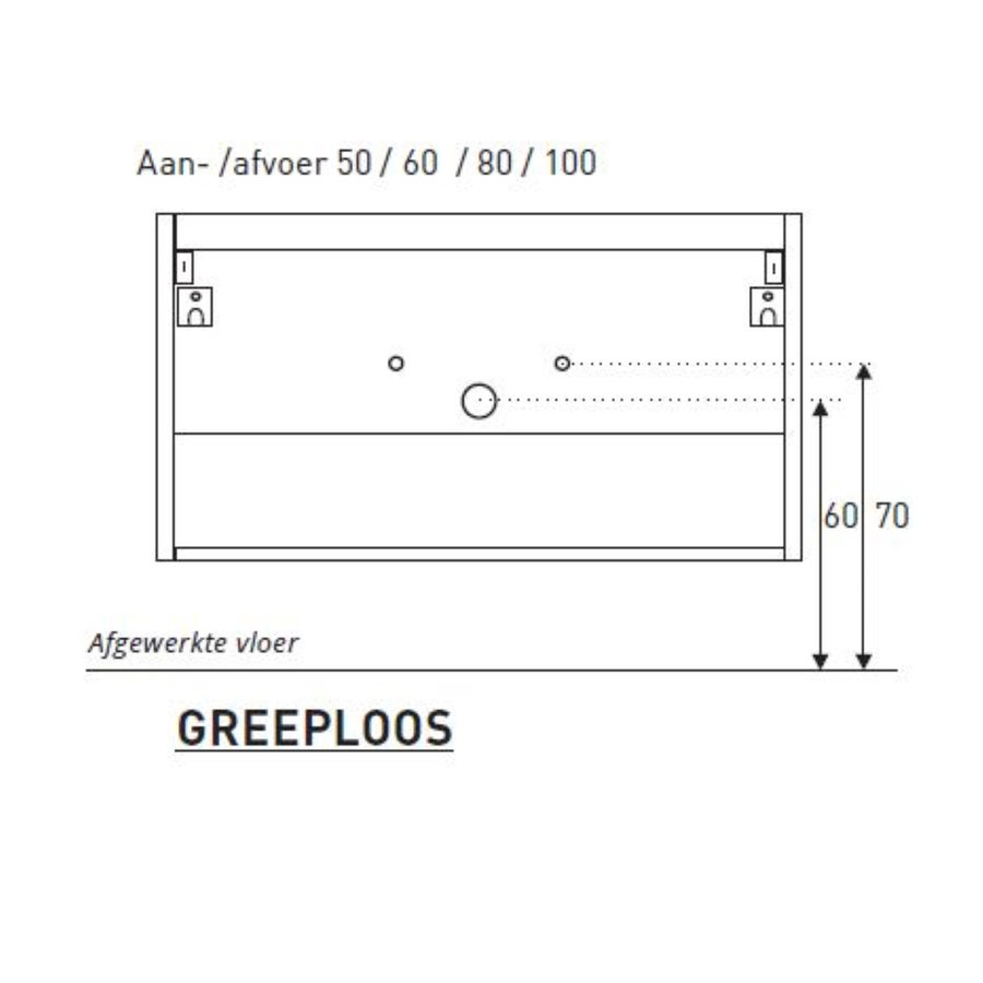 Badkamermeubel Boss & Wessing Pepper Acryl Wastafel Twee Kraangaten Incl Spiegel 100x55x46 cm Wit
