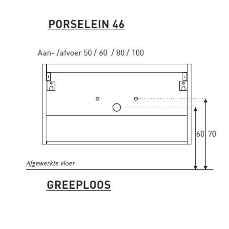 Badkamermeubel Boss & Wessing Pepper Wastafel Porselein Incl Spiegel En Kraangat 100x55x46 cm Eiken