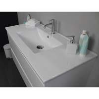 Badkamermeubel Boss & Wessing Pepper Wastafel Porselein Incl Spiegel En Kraangat 100x55x46 cm Wit