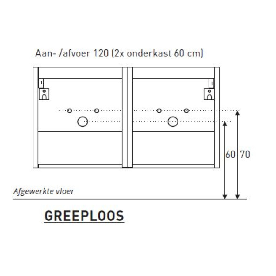 Badkamermeubel Boss & Wessing Pepper Acryl Wastafel Incl Spiegel Twee Kraangaten 120x55x46 cm Antraciet