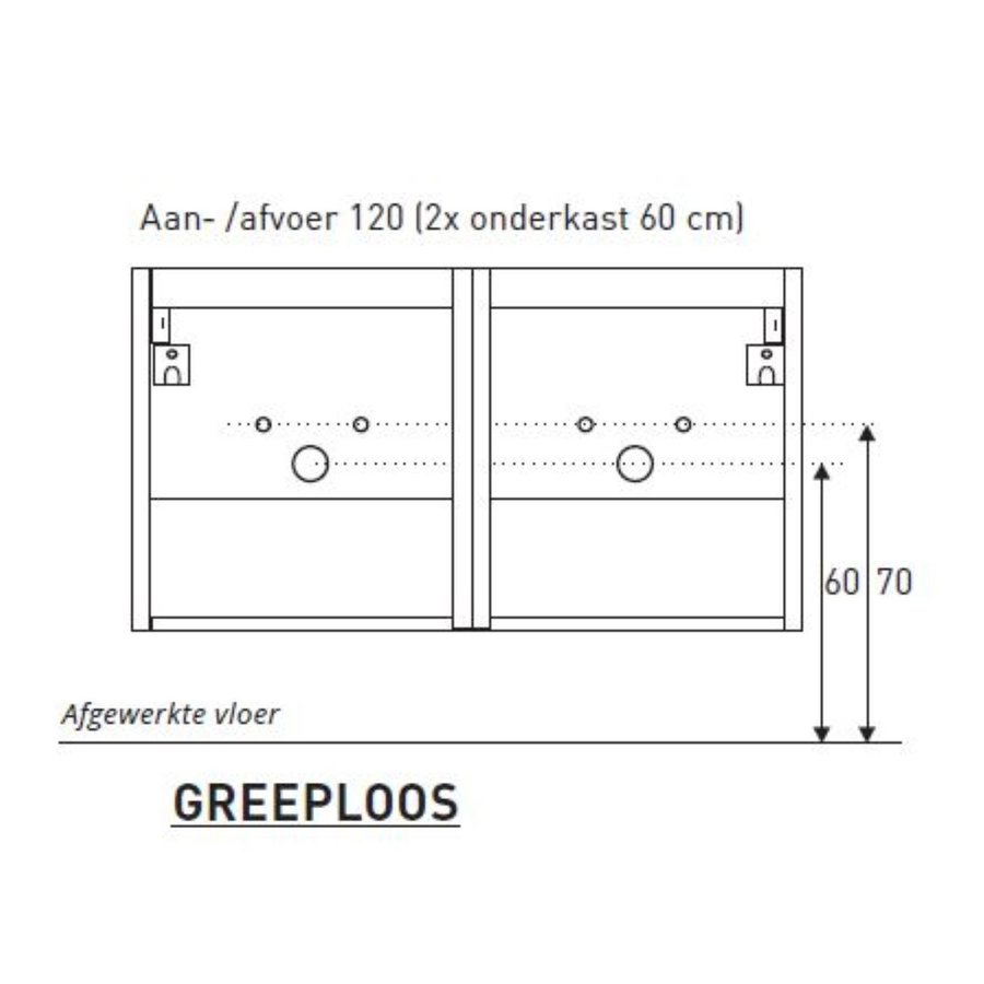 Badkamermeubel Boss & Wessing Pepper Acryl Wastafel Incl Spiegel Twee Kraangaten 120x55x46 cm Eiken