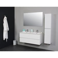 Badkamermeubel Boss & Wessing Pepper Wastafel Porselein Twee Kraangaten Incl Spiegel 120x55x46 cm Wit