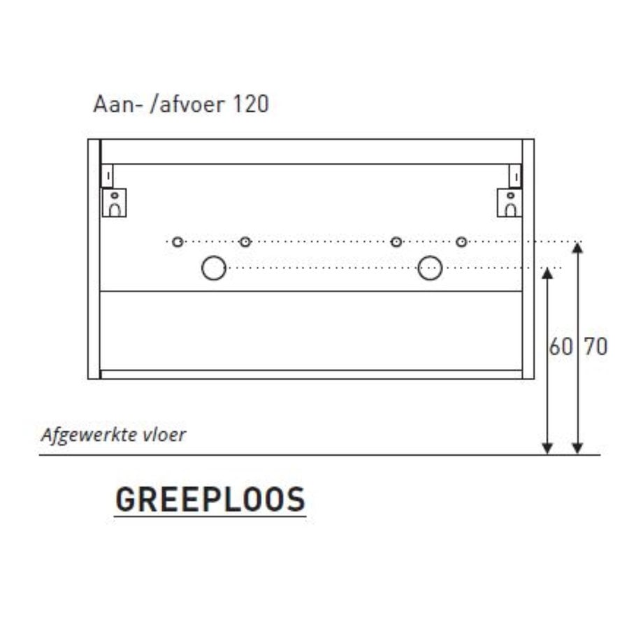 Badkamermeubel Boss & Wessing Pepper Wastafel Porselein Twee Kraangaten Incl Spiegel 120x55x46 cm Wit