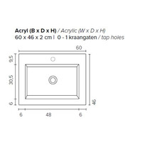 Badkamermeubel BWS Pepper Wastafel Acryl Incl Spiegelkast Zonder Kraangat 60x55x46 cm Antraciet
