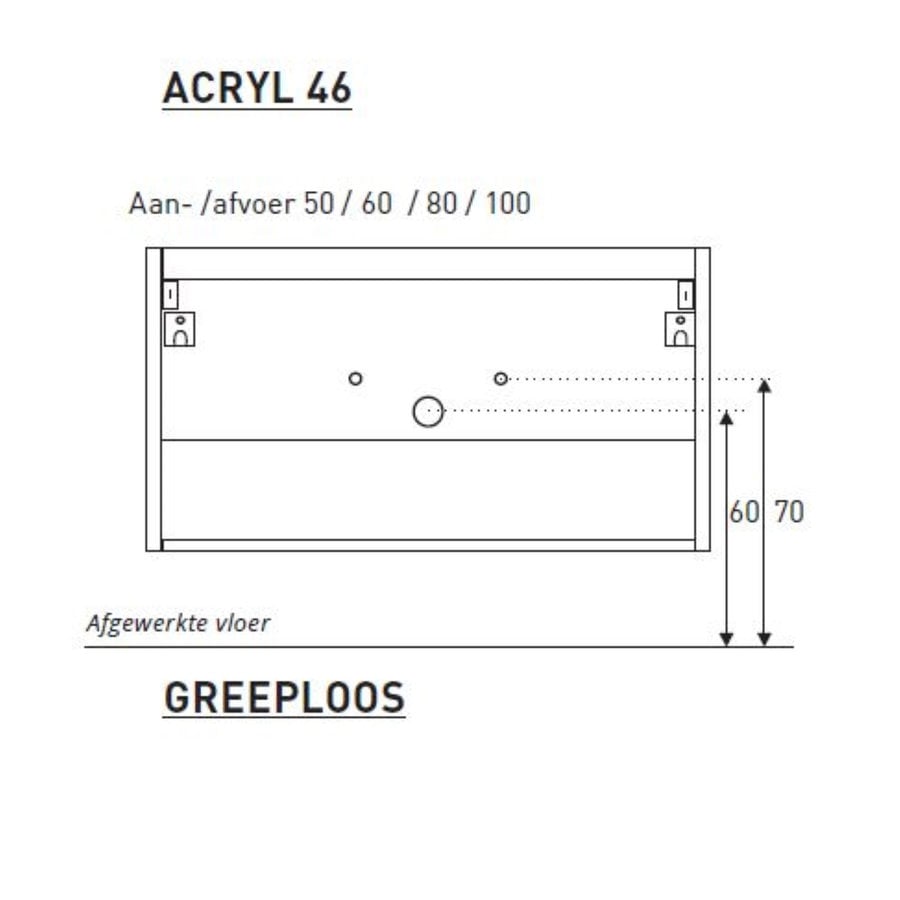 Badkamermeubel BWS Pepper Wastafel Acryl Incl Spiegelkast Zonder Kraangat 60x55x46 cm Wit