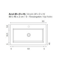 Badkamermeubel BWS Pepper Wastafel Acryl Incl Spiegelkast 2 Deurs Zonder Kraangat 80x55x46 cm Eiken