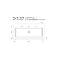 Badkamermeubel BWS Pepper Wastafel Acryl Incl Spiegelkast 2 Deurs Zonder Kraangat 100x55x46 cm Eiken
