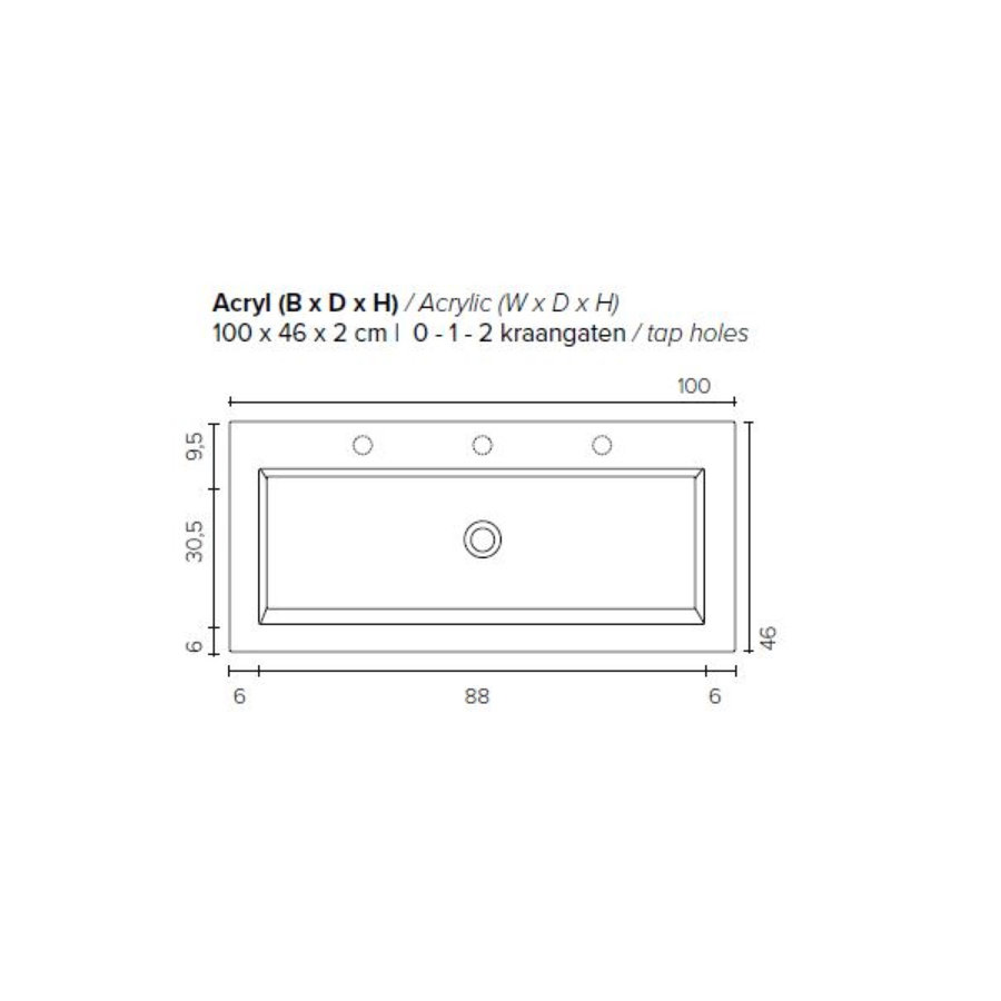 Badkamermeubel BWS Pepper Wastafel Acryl Incl Spiegelkast 2 Deurs Met 1 Kraangat 100x55x46 cm Antraciet