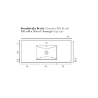 Badkamermeubel BWS Pepper Wastafel Porselein Incl Spiegelkast 2 Deurs Met 1 Kraangat 100x55x46 cm Antraciet