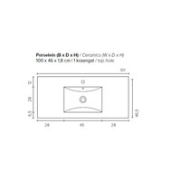 Badkamermeubel BWS Pepper Wastafel Porselein Incl Spiegelkast 2 Deurs Met 1 Kraangat 100x55x46 cm Eiken