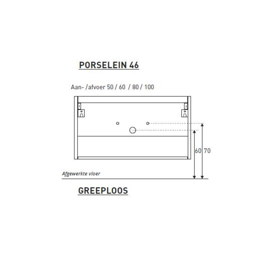 Badkamermeubel BWS Pepper Wastafel Porselein Incl Spiegelkast 2 Deurs Met 1 Kraangat 100x55x46 cm Eiken