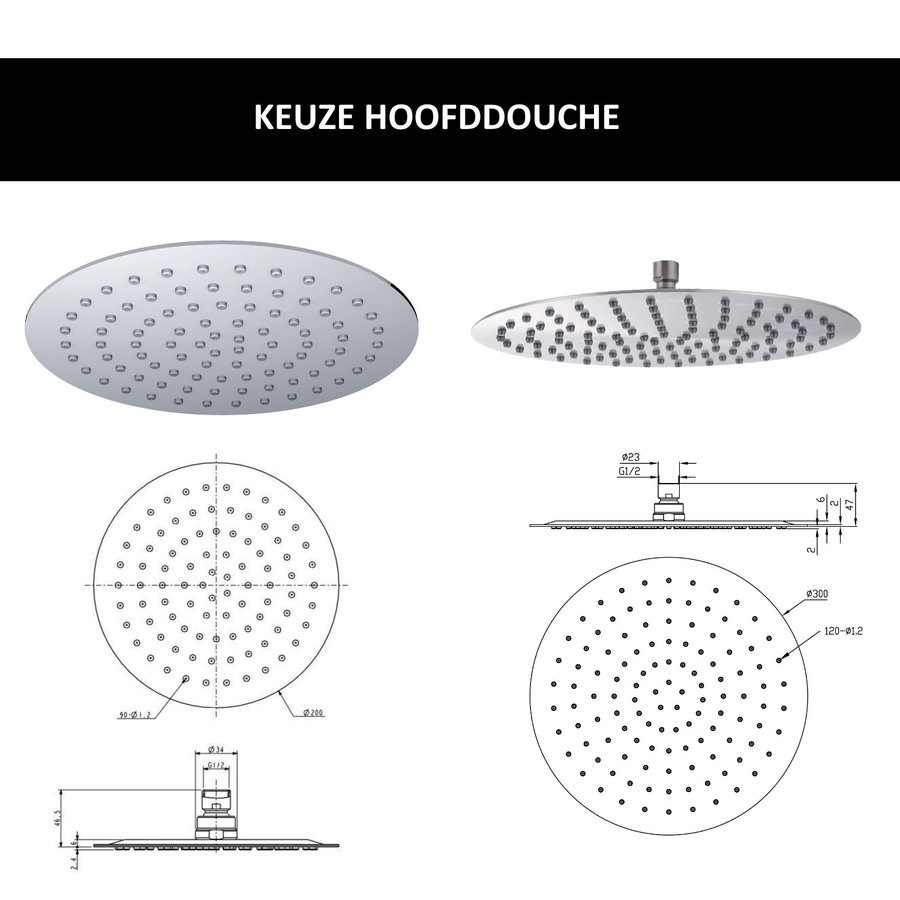 Wiesbaden Inbouw Regendouche Set Caral Rond Plafonduitloop RVS PVD Coating