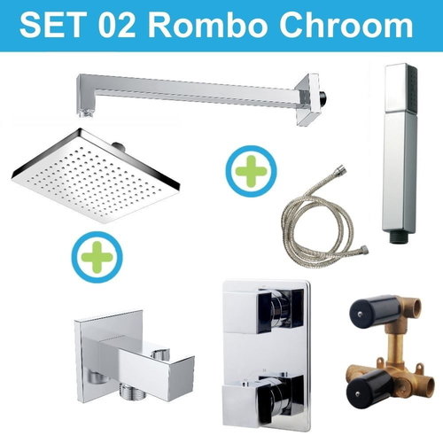 Wiesbaden inbouw regendouche set 02 Rombo Chroom 