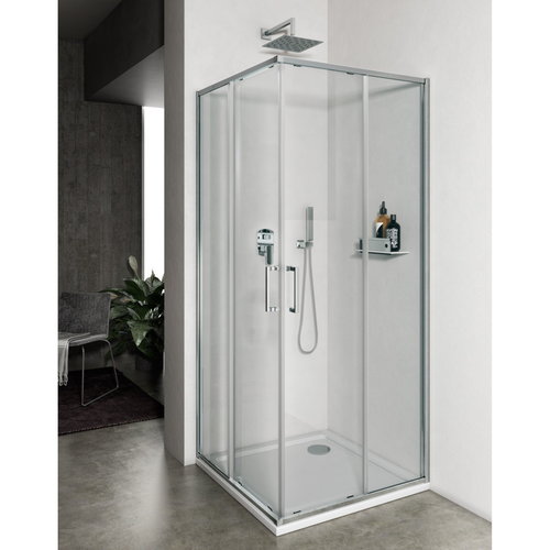 Douchecabine Lacus Vulcano Evo Vierkant Helder Glas Aluminium Profiel Chroom (alle maten) 