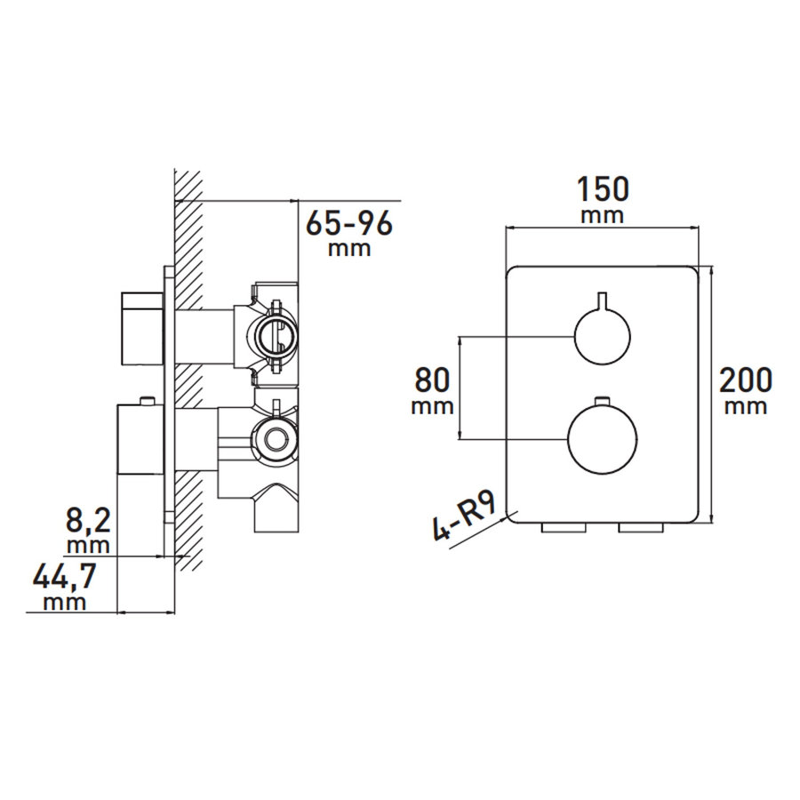 Thermostatische Inbouw Douchekraan VMK 20x15 cm Incl. Easy Move Chroom