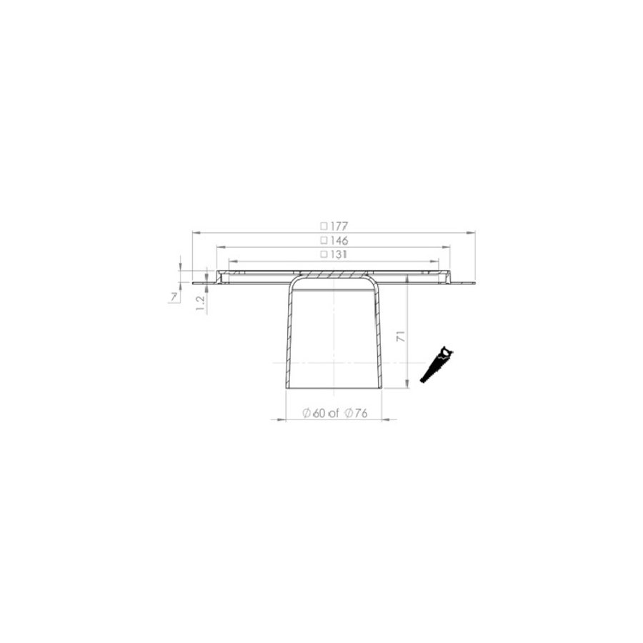 Renovatievloerput Aquaberg Incl. 2 Reukafsluiters Met 1 Aansluiting 14.6x14.6x7.1 cm RVS