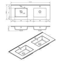 Wastafel Differnz Hilde 121.5x46.5cm Hoogglans Wit