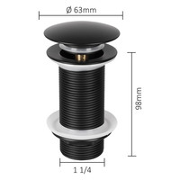 Wastafel Afvoerplug Differnz Pop Up Design 9.8 cm Mat Mat Zwart