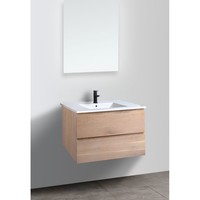 Badkamermeubel Casajoy Boston 80x46x55cm Eiken Met Keramieken Wastafel Wit