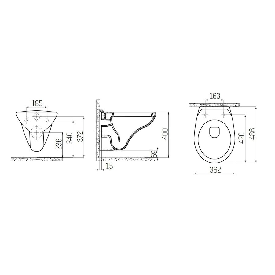 Wandcloset Boss & Wessing Hugo Keramiek Wit (excl zitting)