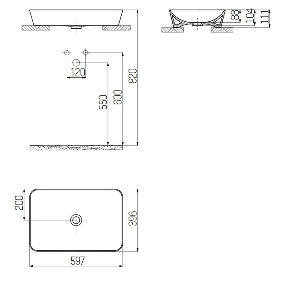 Opbouw Wastafel Creavit Juno 60x40cm Keramiek Wit