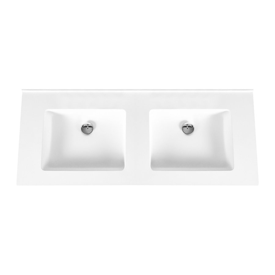 Wastafel Boss & Wessing Zonder Kraangaten 45.5x120 cm Solid Surface Wit