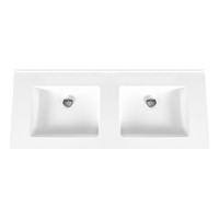 Wastafel Boss & Wessing Zonder Kraangaten 45.5x154 cm Solid Surface Wit