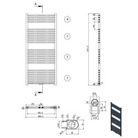 Designradiator Nile Gobi140x60cm 754W Wit (Midden/zij-aansluiting)