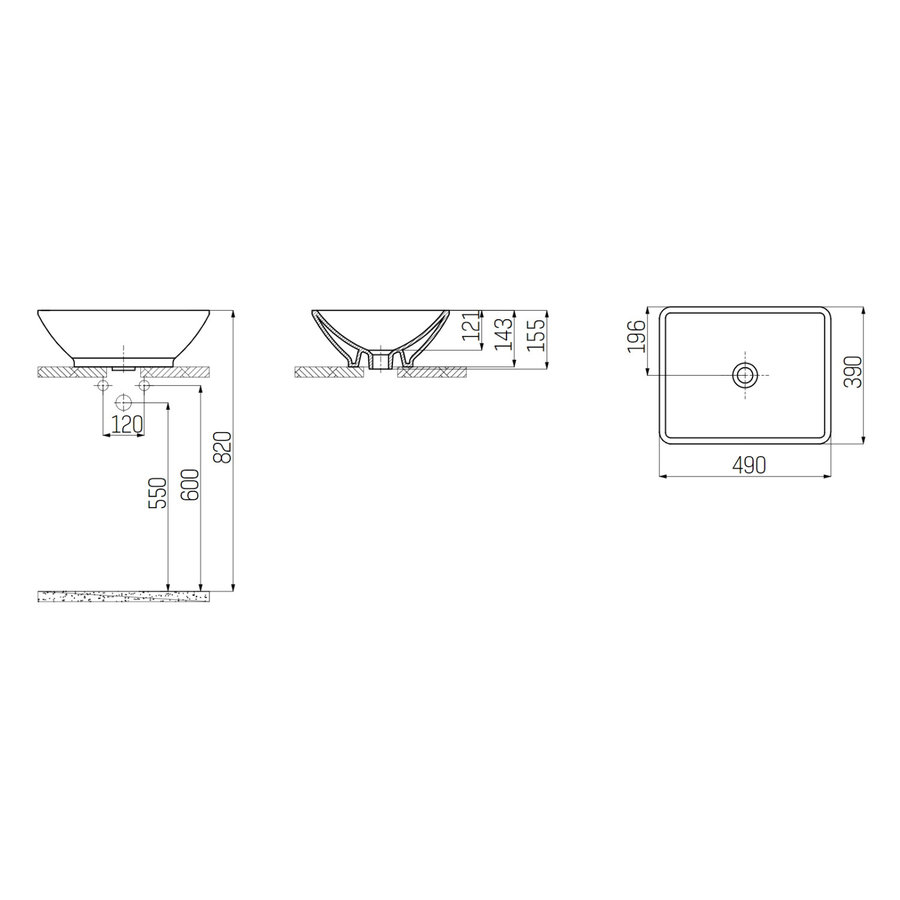 Wastafel Boss & Wessing Holley 50x40 cm Keramiek Wit
