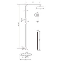 Opbouw Regendouche Set Boss & Wessing Quadro Thermostatisch Hoofddouche 22 cm Vierkant Chroom