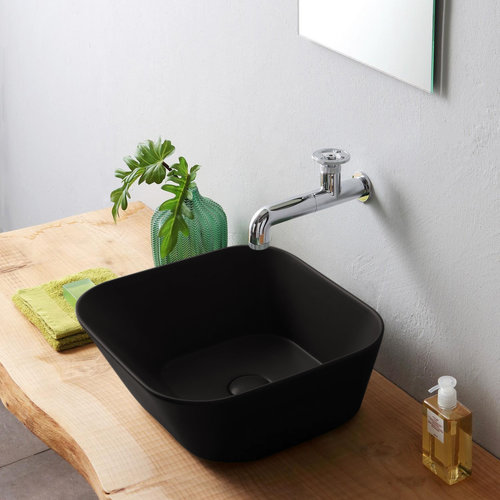 Waskom By Goof Mees Design Opbouw Wastafel Vierkant 42x42 cm Mat Zwart 